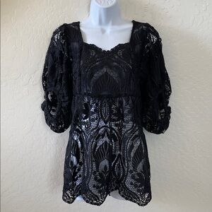 Anna Sui Black Lace Top